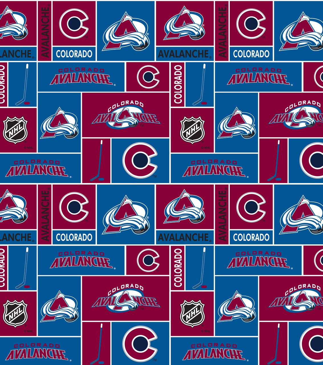 Sykel Enterprises NHL Team Fleece Blanket Fabric-Colorado Avalanche Geometric Fleece Fabric